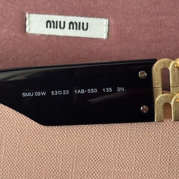 Miu Miu Black Cat-Eye Sunglasses w/ Gold Logo main image 2